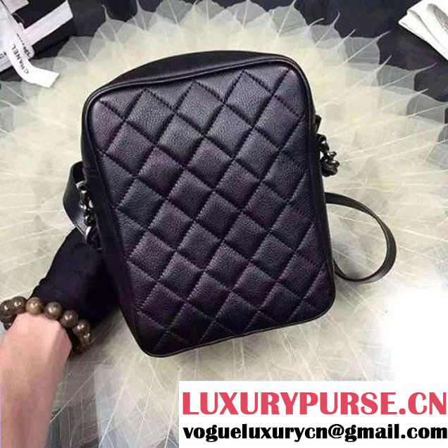 Chanel Calfskin Camera Cross Body Bag Black 2016 (2A057-6042719 )