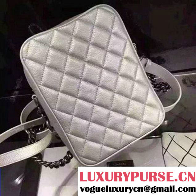 Chanel Calfskin Camera Cross Body Bag Silver 2016 (2A057-6042720 )