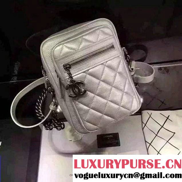 Chanel Calfskin Camera Cross Body Bag Silver 2016 (2A057-6042720 )