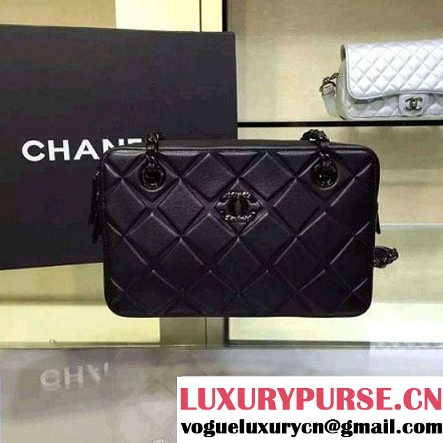 Chanel Lambskin Diamond Quilting Camera Bag Black 2016 (2a143-6052742 )