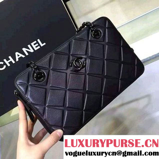 Chanel Lambskin Diamond Quilting Camera Bag Black 2016 (2a143-6052742 )