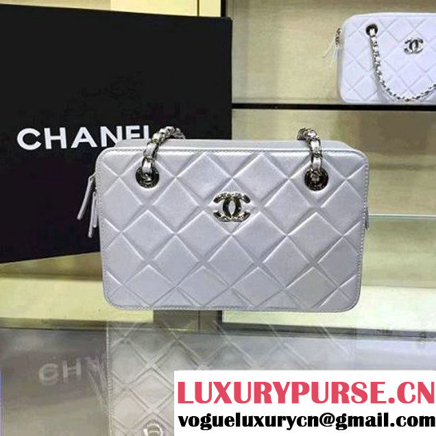 Chanel Lambskin Diamond Quilting Camera Bag Silver 2016 (2a143-6052730 )