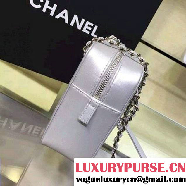 Chanel Lambskin Diamond Quilting Camera Bag Silver 2016 (2a143-6052730 )