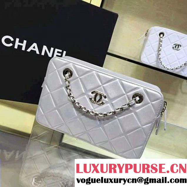 Chanel Lambskin Diamond Quilting Camera Bag Silver 2016 (2a143-6052730 )