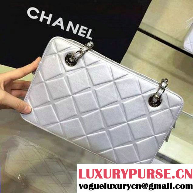 Chanel Lambskin Diamond Quilting Camera Bag Silver 2016 (2a143-6052730 )