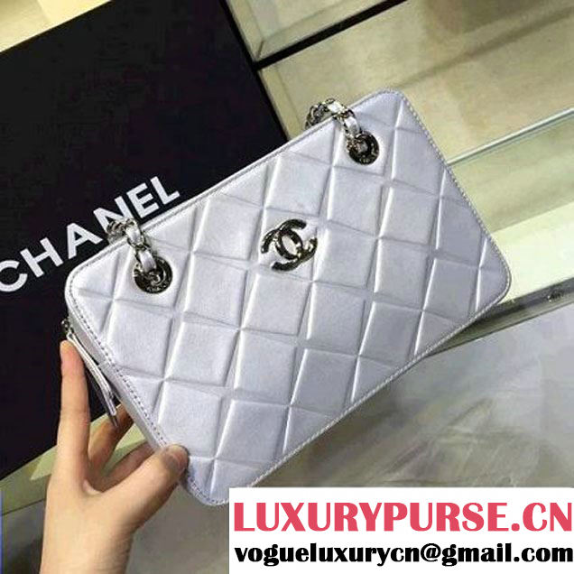 Chanel Lambskin Diamond Quilting Camera Bag Silver 2016 (2a143-6052730 )