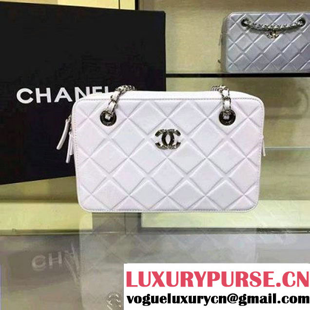 Chanel Lambskin Diamond Quilting Camera Bag White 2016 (2a143-6052729 )