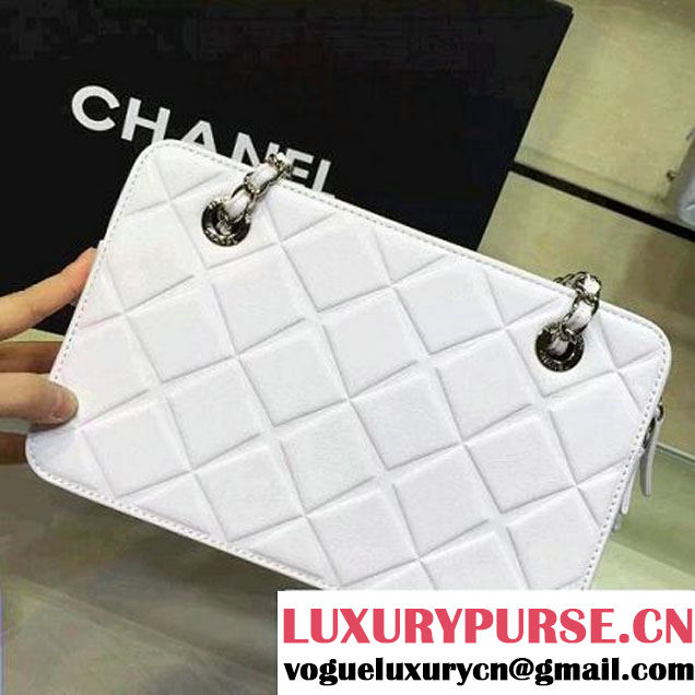 Chanel Lambskin Diamond Quilting Camera Bag White 2016 (2a143-6052729 )