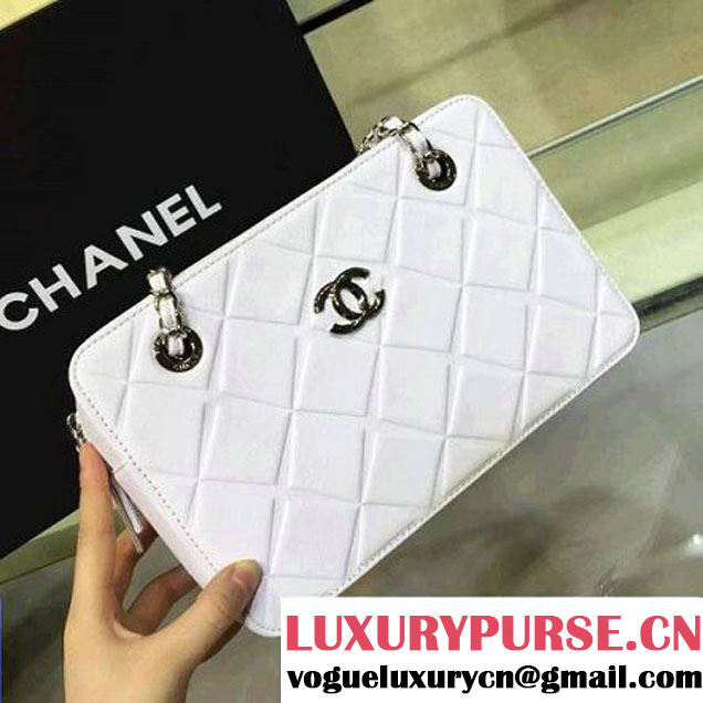 Chanel Lambskin Diamond Quilting Camera Bag White 2016 (2a143-6052729 )