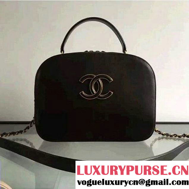 Chanel A93464 Calfskin and Goatskin Vanity Case Bag Black 2016 (1A145-6070414 )