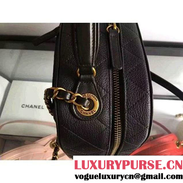 Chanel A93464 Calfskin and Goatskin Vanity Case Bag Black 2016 (1A145-6070414 )