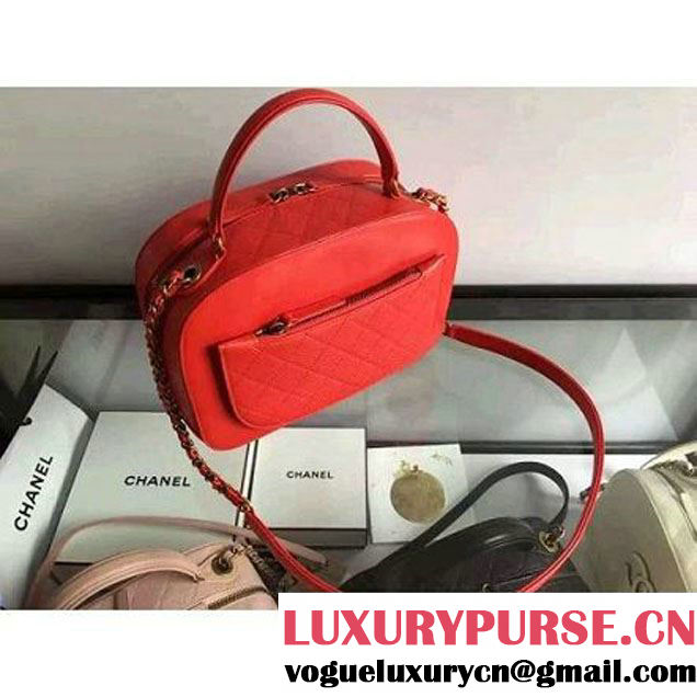 Chanel A93464 Calfskin and Goatskin Vanity Case Bag Red 2016 (1A145-6070415 )