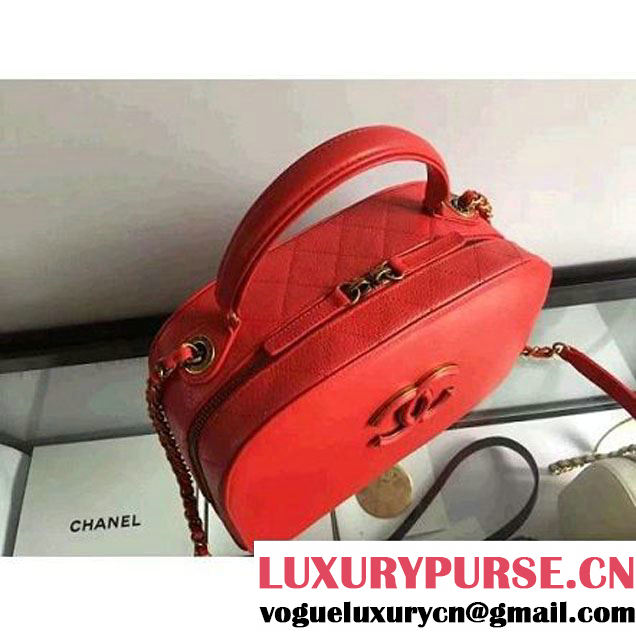 Chanel A93464 Calfskin and Goatskin Vanity Case Bag Red 2016 (1A145-6070415 )