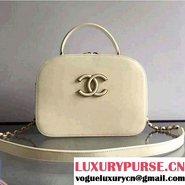 Chanel A93464 Calfskin and Goatskin Vanity Case Bag Off-white 2016 (1A145-6070416 )