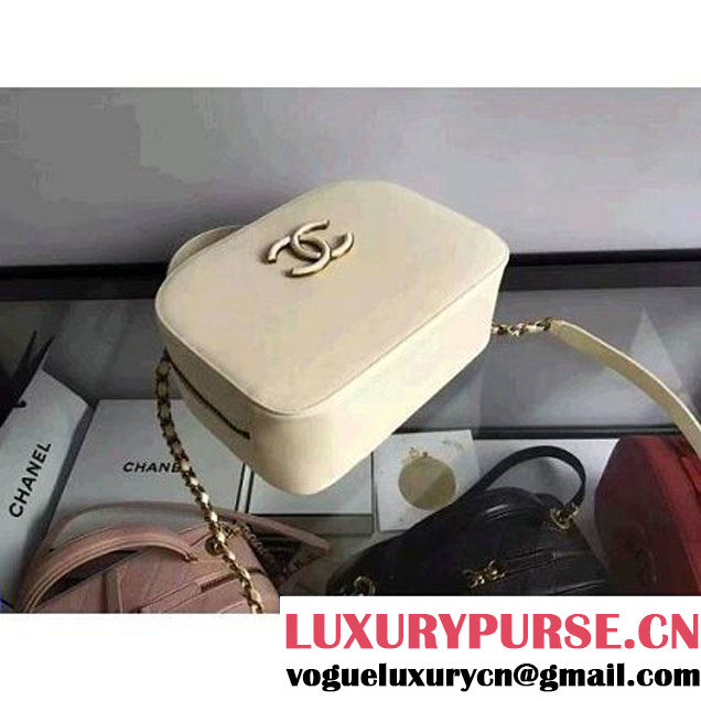 Chanel A93464 Calfskin and Goatskin Vanity Case Bag Off-white 2016 (1A145-6070416 )