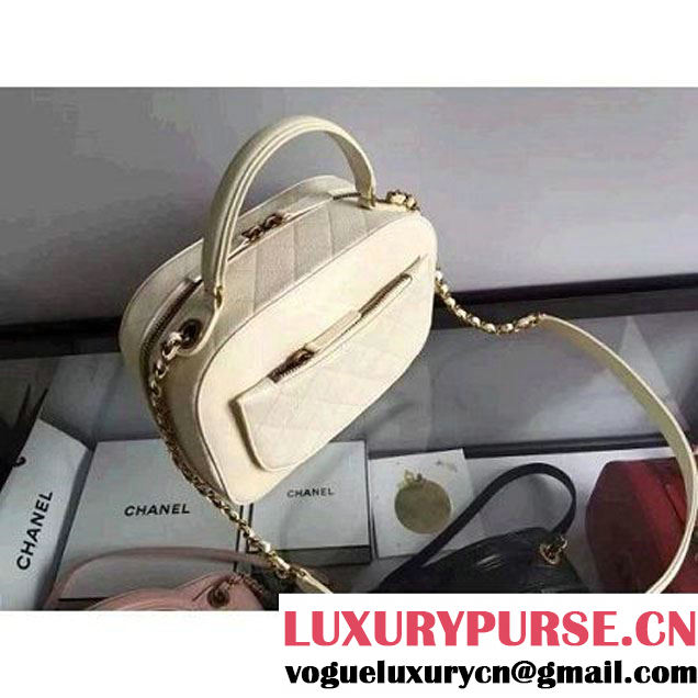 Chanel A93464 Calfskin and Goatskin Vanity Case Bag Off-white 2016 (1A145-6070416 )