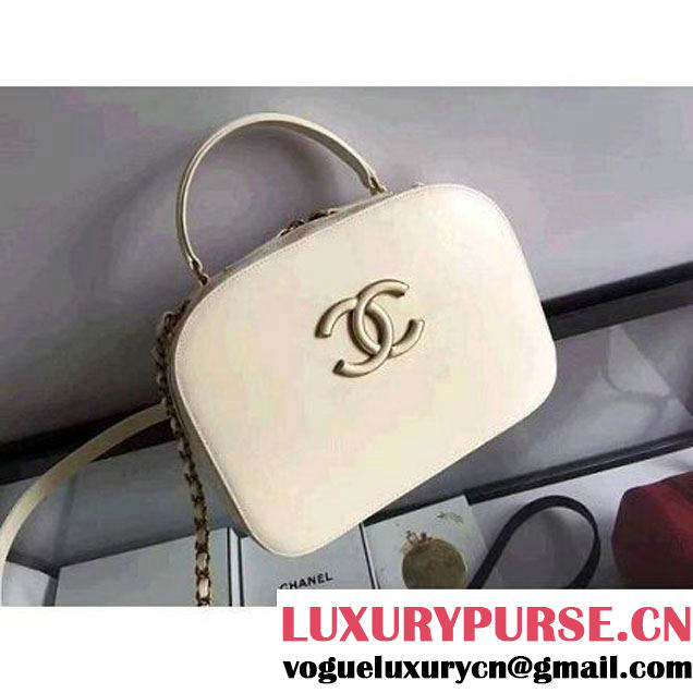 Chanel A93464 Calfskin and Goatskin Vanity Case Bag Off-white 2016 (1A145-6070416 )