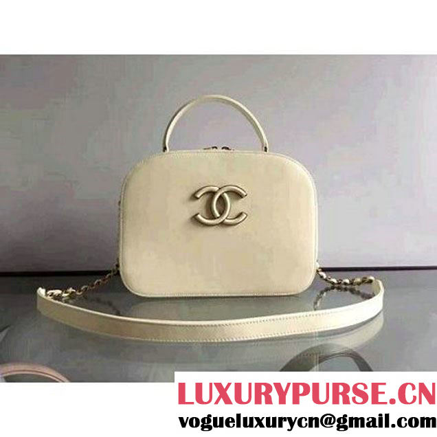 Chanel A93464 Calfskin and Goatskin Vanity Case Bag Off-white 2016 (1A145-6070416 )