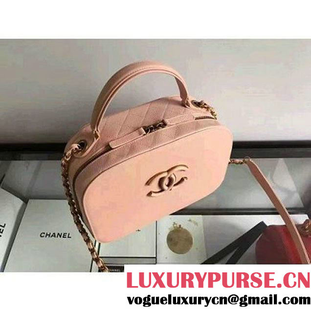 Chanel A93464 Calfskin and Goatskin Vanity Case Bag Pale Pink 2016 (1A145-6070417 )