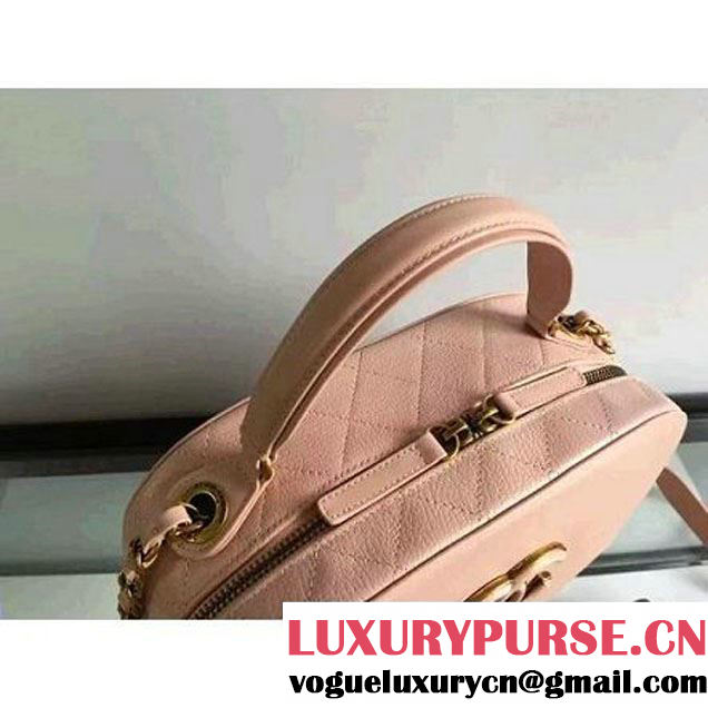 Chanel A93464 Calfskin and Goatskin Vanity Case Bag Pale Pink 2016 (1A145-6070417 )