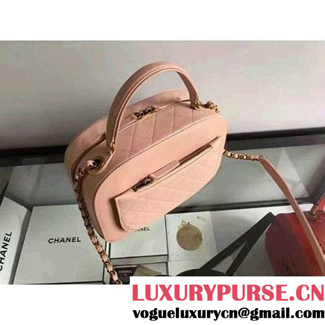 Chanel A93464 Calfskin and Goatskin Vanity Case Bag Pale Pink 2016 (1A145-6070417 )