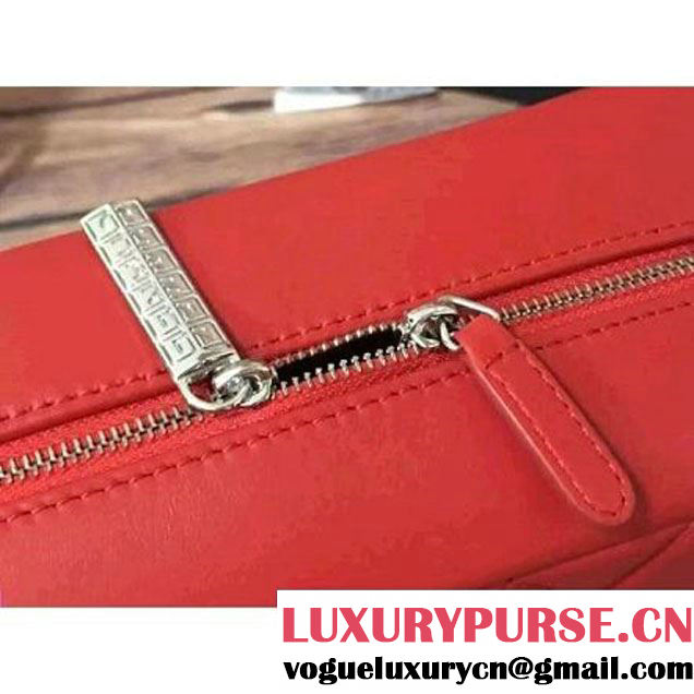 Chanel Lambskin Cosmetic Pouch Large Bag Red 2016 (2B038-6082319 )