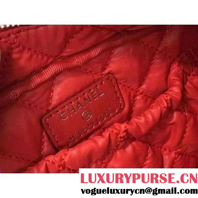 Chanel Lambskin Cosmetic Pouch Medium Bag A80910 Red 2016 (2B038-6082322 )