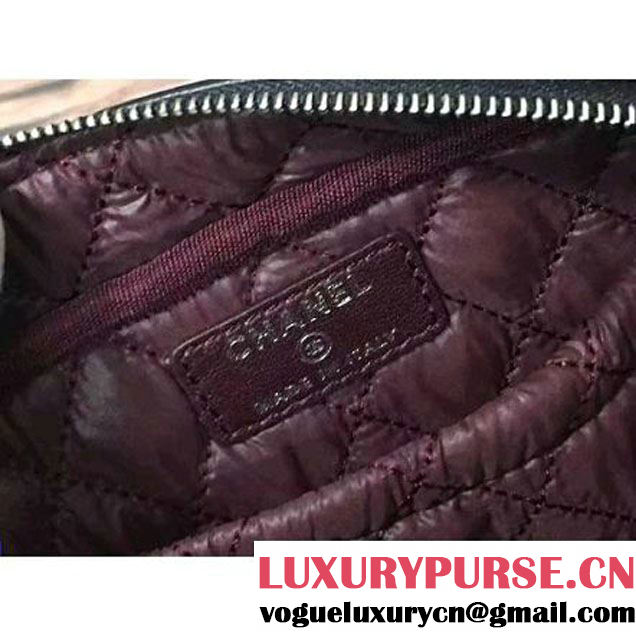 Chanel Lambskin Cosmetic Pouch Medium Bag A80910 Black 2016 (2B038-6082324 )