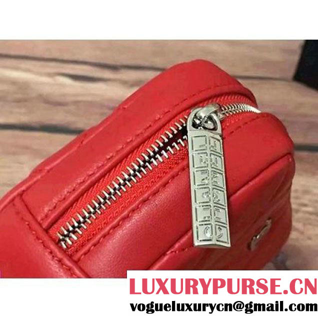 Chanel Lambskin Cosmetic Pouch Small Bag A80909 Red 2016 (2B038-6082325 )