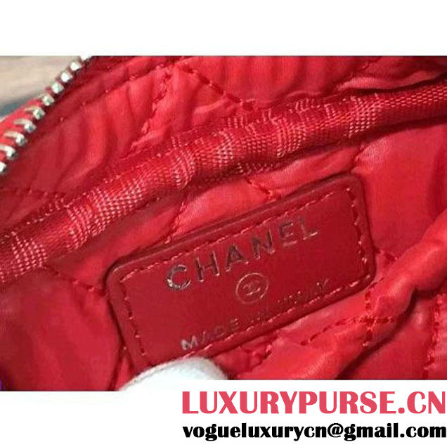 Chanel Lambskin Cosmetic Pouch Small Bag A80909 Red 2016 (2B038-6082325 )