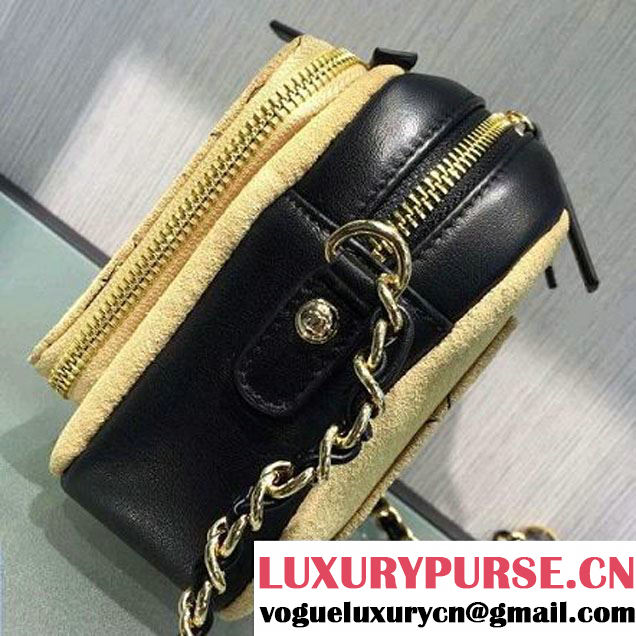 Chanel Suede Calfskin Business Affinity Camera Case Bag Beige/Black A93609 F/W 2016 (2A143-6100834 )