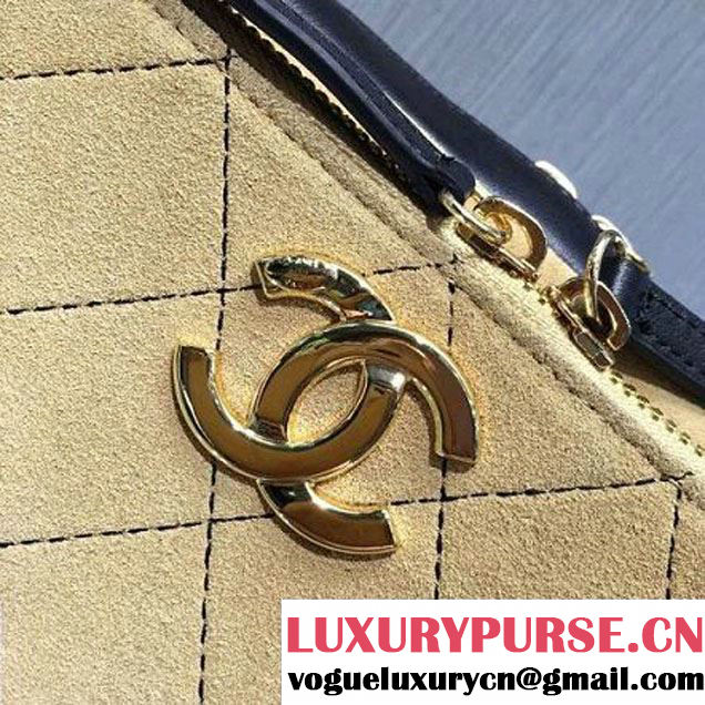 Chanel Suede Calfskin Business Affinity Camera Case Bag Beige/Black A93609 F/W 2016 (2A143-6100834 )