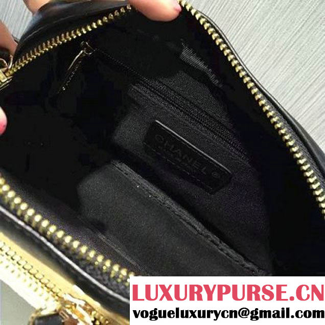 Chanel Suede Calfskin Business Affinity Camera Case Bag Beige/Black A93609 F/W 2016 (2A143-6100834 )