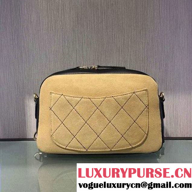 Chanel Suede Calfskin Business Affinity Camera Case Bag Beige/Black A93609 F/W 2016 (2A143-6100834 )