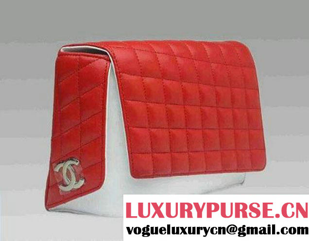 CHANEL Red & White Limited Edition 2013 Geometric RUNWAY Clutch Bag