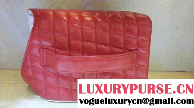 CHANEL Red & White Limited Edition 2013 Geometric RUNWAY Clutch Bag