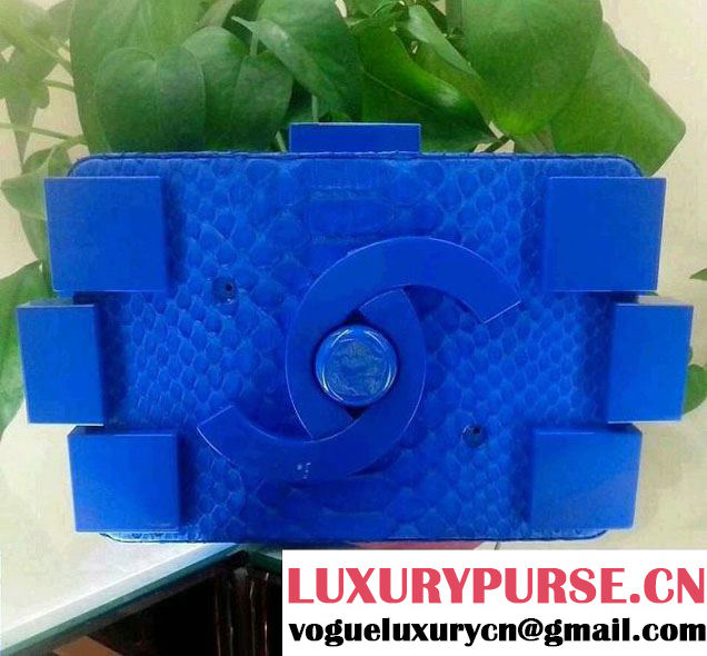 Chanel snakeskin lego clutch replica blue