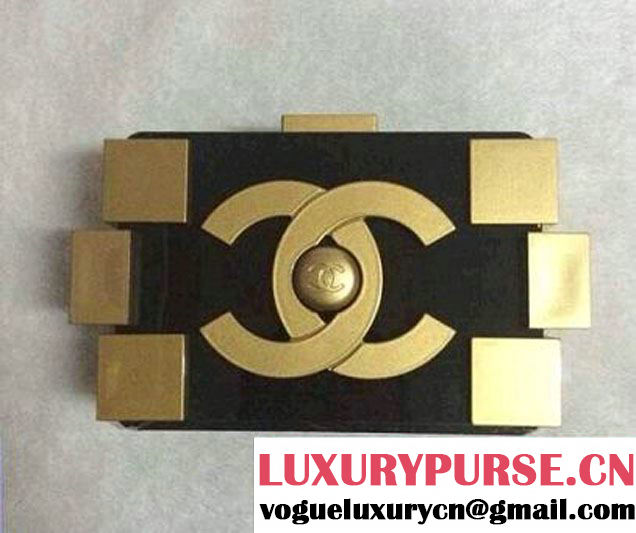 Chanel Lego Clutch Bag Black Gold