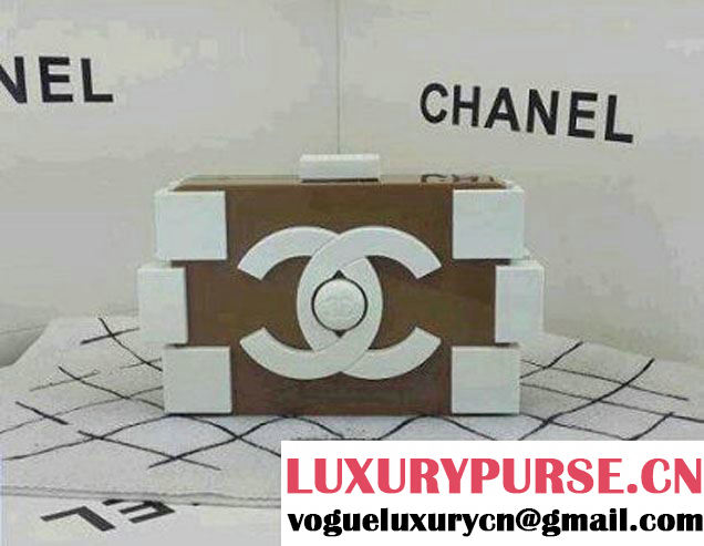 Chanel Beige and White Lego Clutch replica,chanel 2014 spring summer lego clutch replica