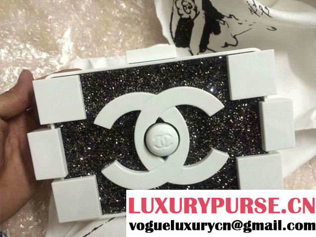 Chanel White/Crystals Lego Clutch Bag 2013 fall winter replica
