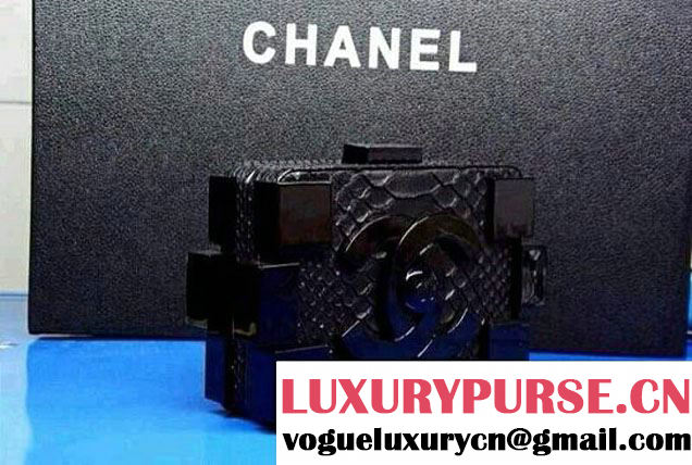 Chanel Black snakeskin lego clutch