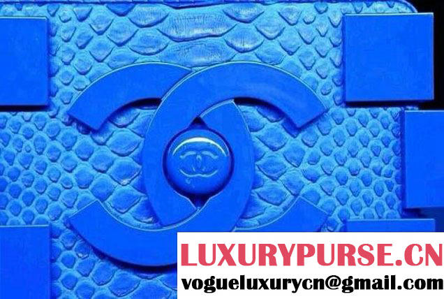 Chanel Blue snakeskin lego clutch
