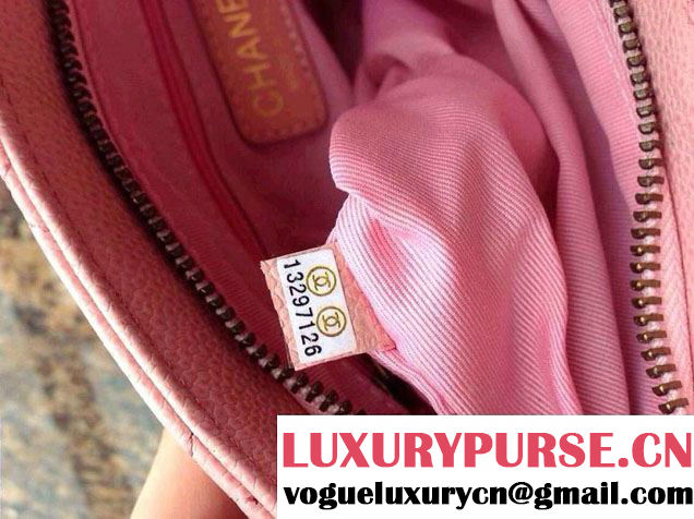 Chanel Pink Clutch Bag in Grained Calfskin CC tab - Spring Summer 2014