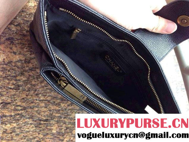 Chanel Black Clutch Bag in Grained Calfskin CC tab - Spring Summer 2014