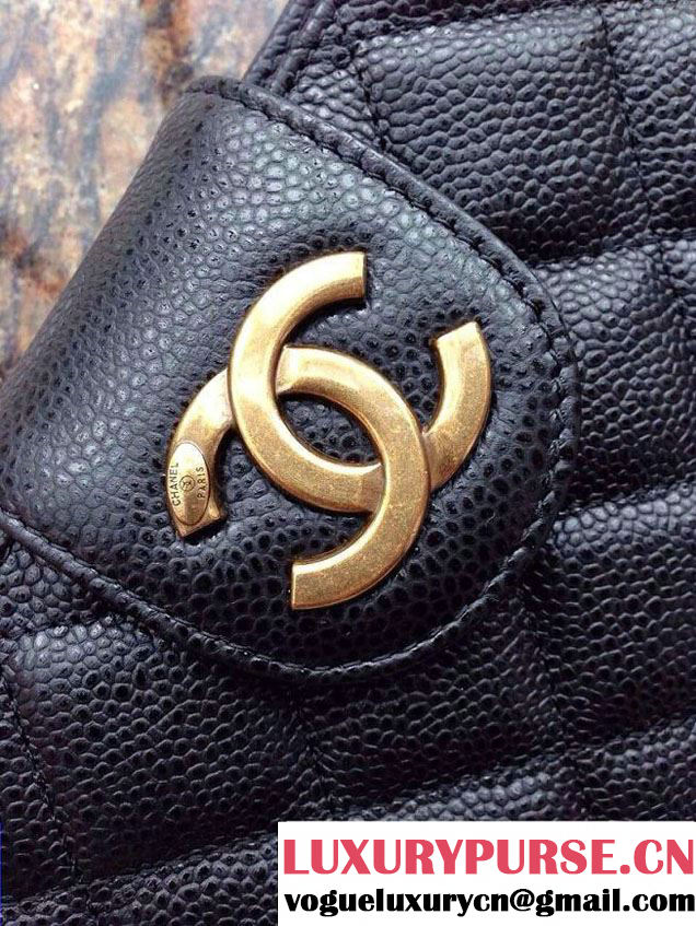 Chanel Black Clutch Bag in Grained Calfskin CC tab - Spring Summer 2014