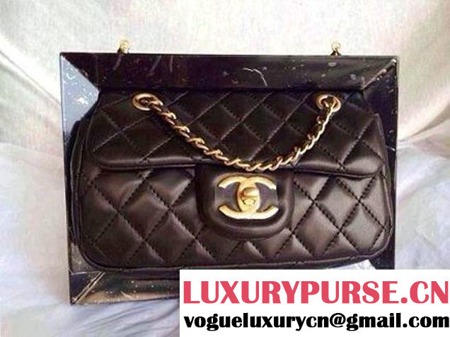 Chanel Plexiglass Mini Flap Bag in Clutch Frame Black - Spring Summer 2014