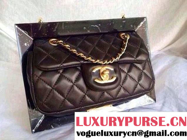 Chanel Plexiglass Mini Flap Bag in Clutch Frame Black - Spring Summer 2014