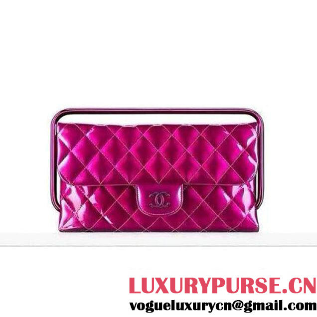 Chanel Fuschia Metallic Clutch Bag with Handle - Spring Summer 2014