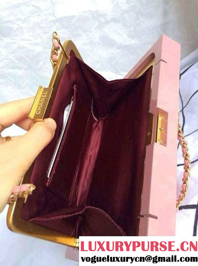 Chanel Plexiglass Mini Flap Bag in Clutch Frame Pink - Spring Summer 2014