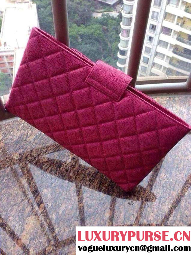 Chanel Fushia Clutch Bag in Grained Calfskin CC tab - Spring Summer 2014
